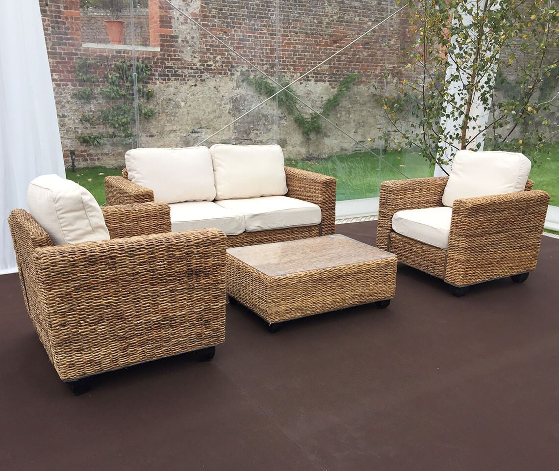 Indoor Natural Rattan Sofa Set - Furniture4Events