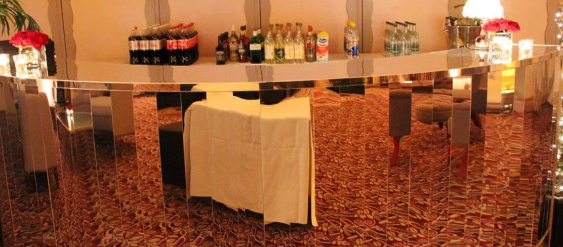 Slatted Gold Mirror Bar Furniture4Events
